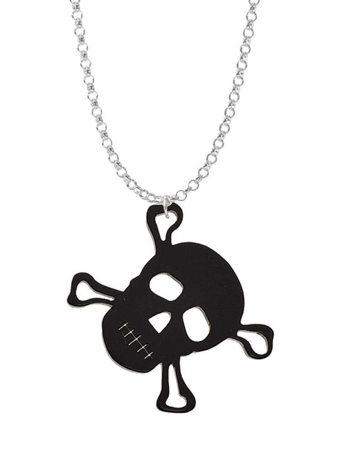 Acrylic Large Black Skull Charm Necklace