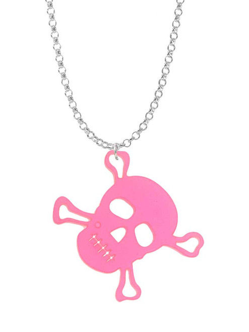 Acrylic Large Pink Skull Charm Necklace