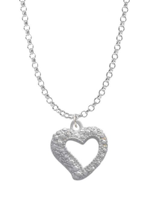Textured Open Heart Charm Necklace