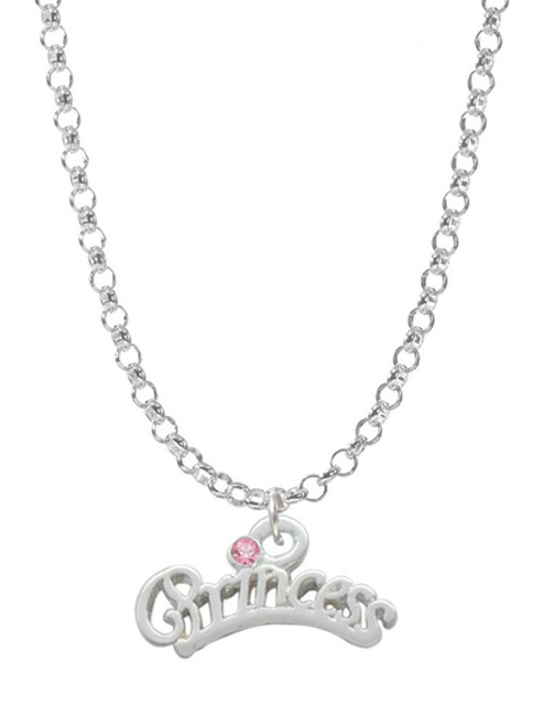 Princess with Pink Crystal Charm Necklace