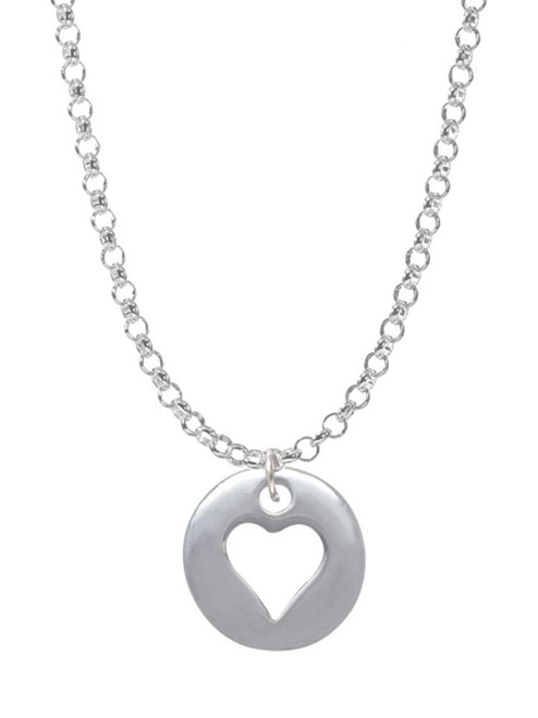 Pebble with Heart Cutout Charm Necklace