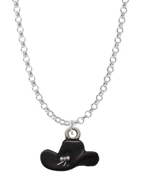 Black Cowboy Hat Charm Necklace