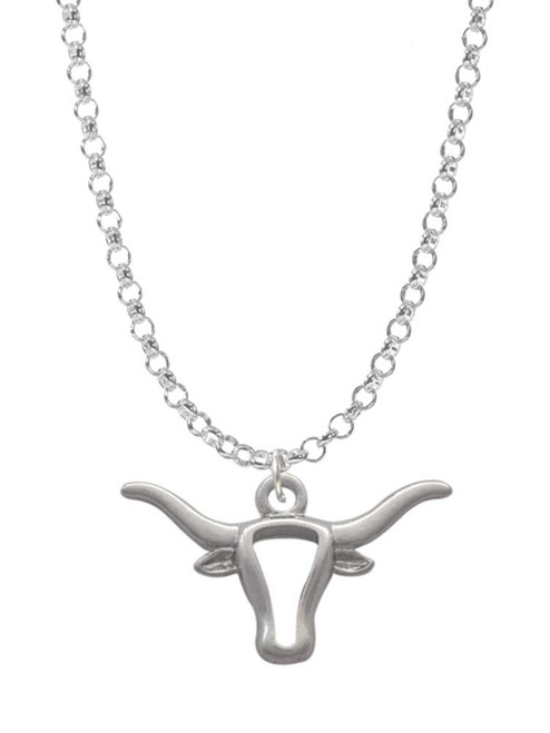 Longhorn Head Outline Charm Necklace
