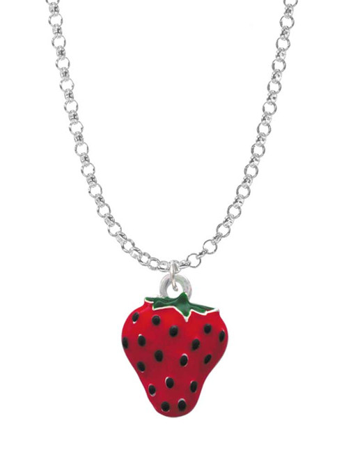 Large Enamel Strawberry Charm Necklace