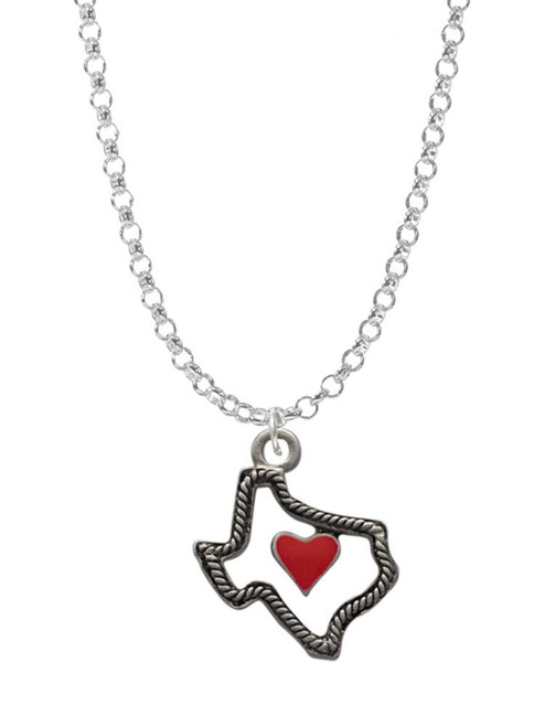 Open Rope Texas with Red Heart Charm Necklace