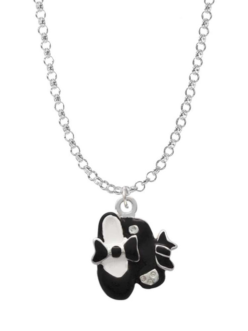 Black Enamel Tap Shoes Charm Necklace