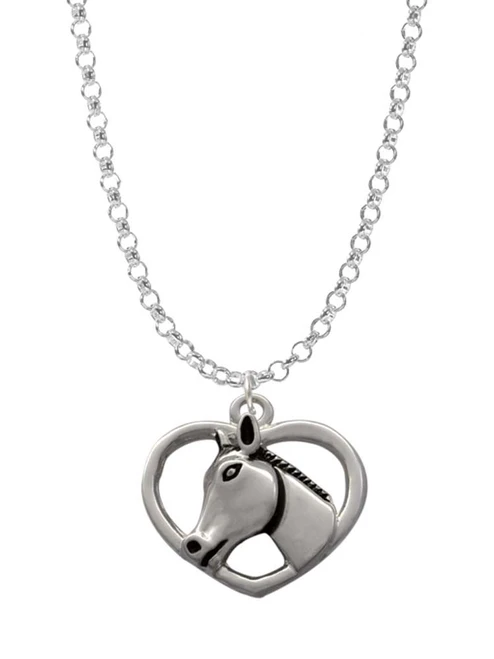 Heart with Horse Head Charm Necklace
