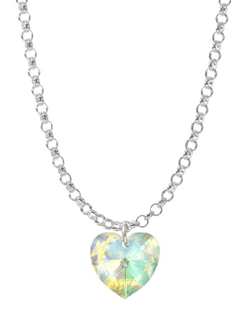 Clear AB Crystal Heart Charm Necklace