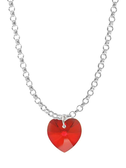 Red Crystal Heart Charm Necklace