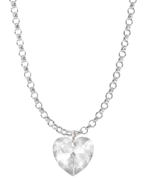 Clear Crystal Heart Charm Necklace