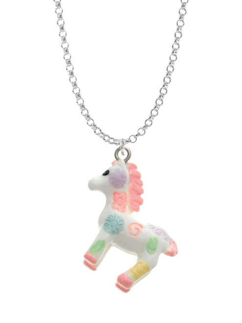 Resin Pastel Paint Pony Charm Necklace
