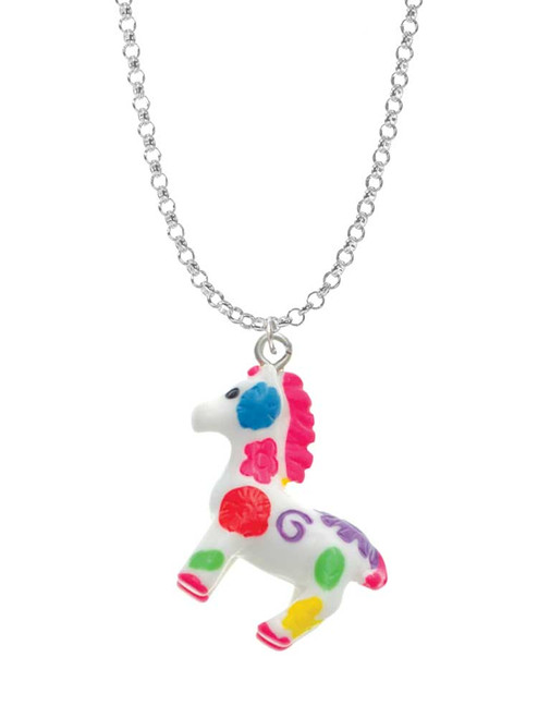 Resin Bright Paint Pony Charm Necklace