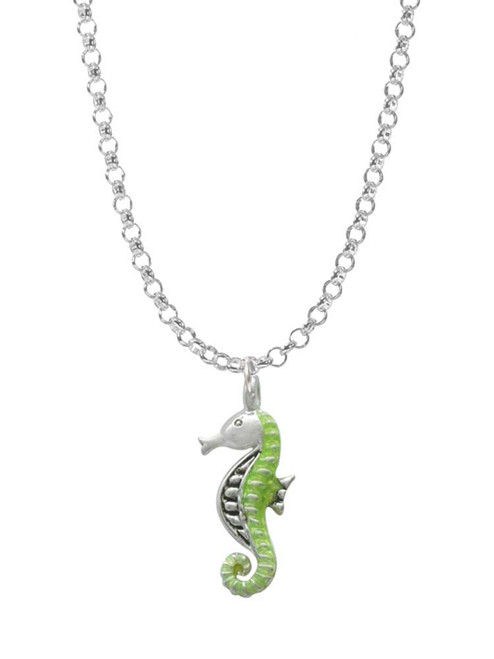 Green Seahorse Charm Necklace
