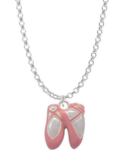 Large Pink Ballet Slippers Charm Necklace