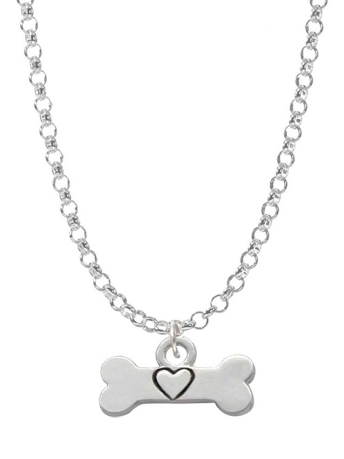 Dog Bone with Heart Charm Necklace
