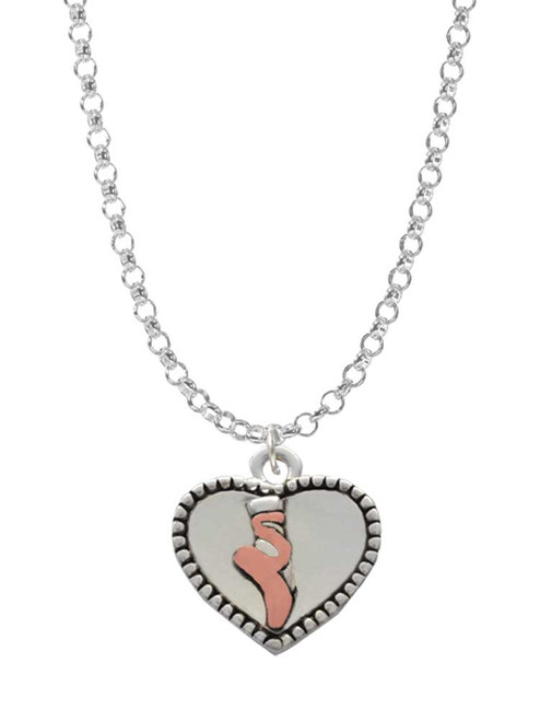 Ballet Shoe in Heart Charm Necklace