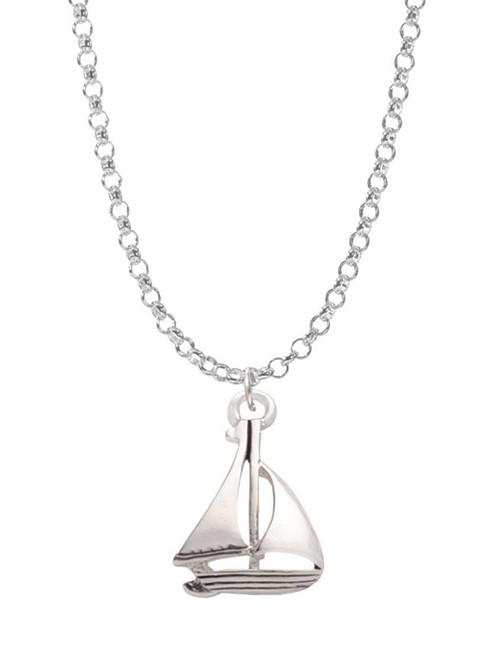 Antiqued Sailboat Charm Necklace