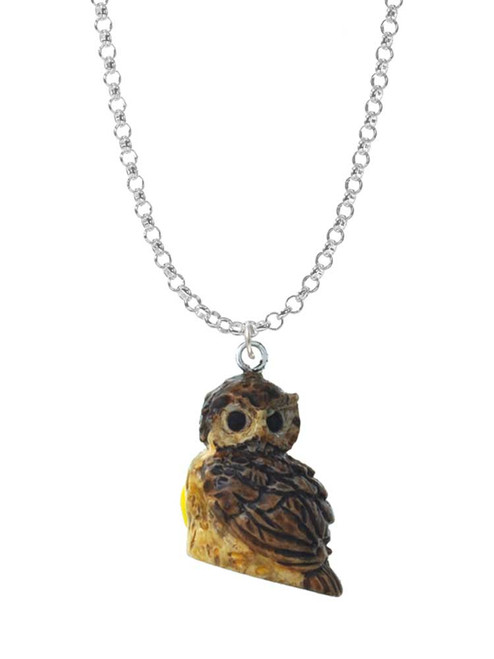 Resin Sitting Owl Charm Necklace