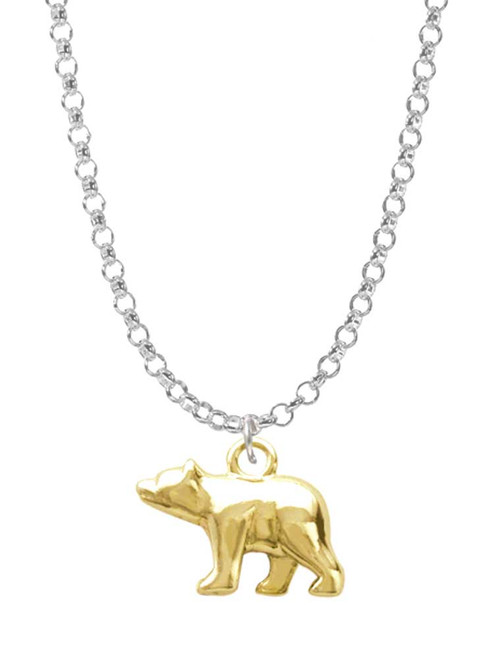 Gold Tone 3-D Bear Charm Necklace