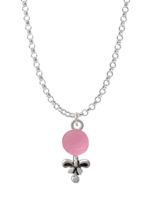 Pink Baby Rattle Charm Necklace