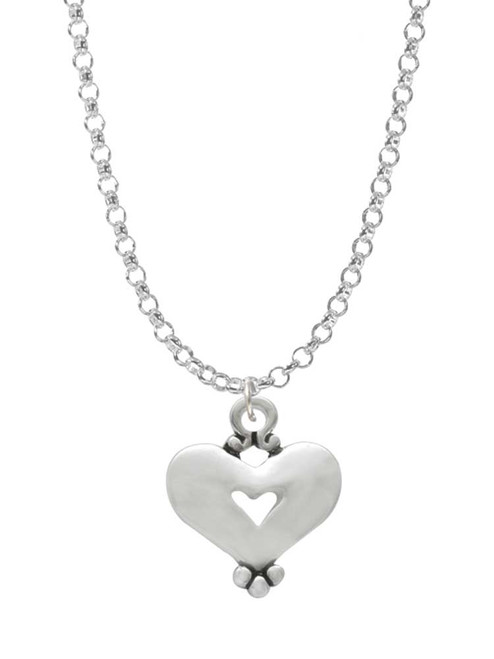Large Heart with Cutout Charm Necklace