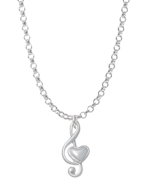 Medium Clef with Heart Charm Necklace