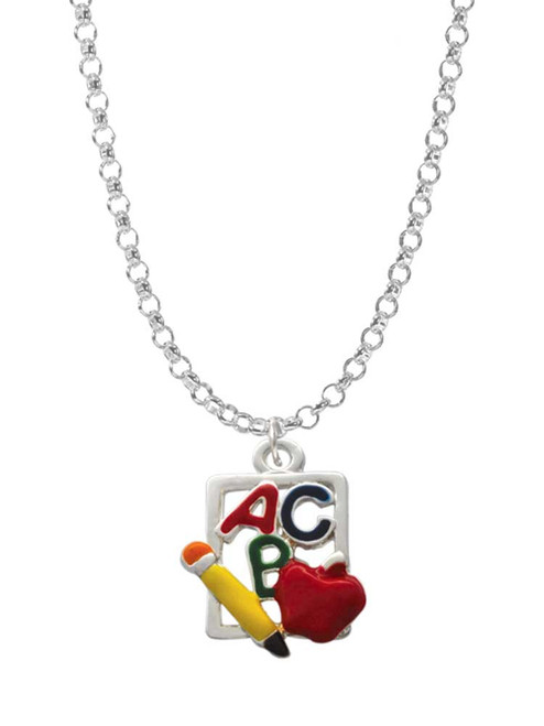 ABC Cutout School Slate Charm Necklace