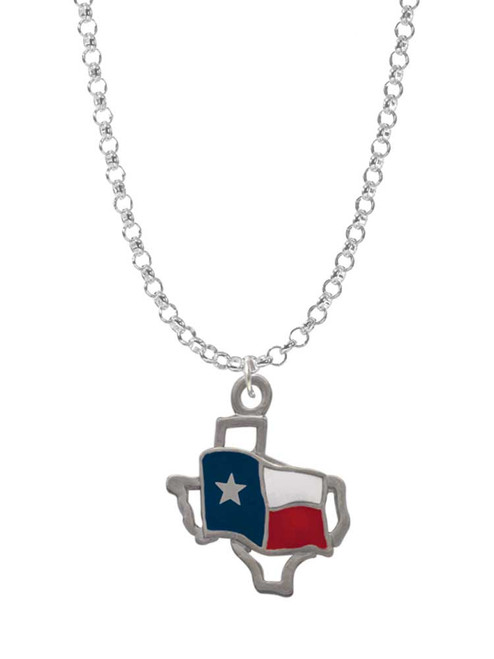 Texas Outline with Flag Charm Necklace