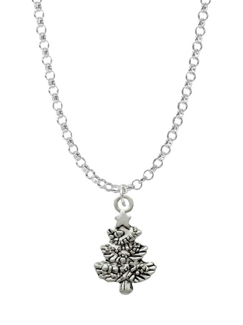 Antiqued Christmas Tree Charm Necklace
