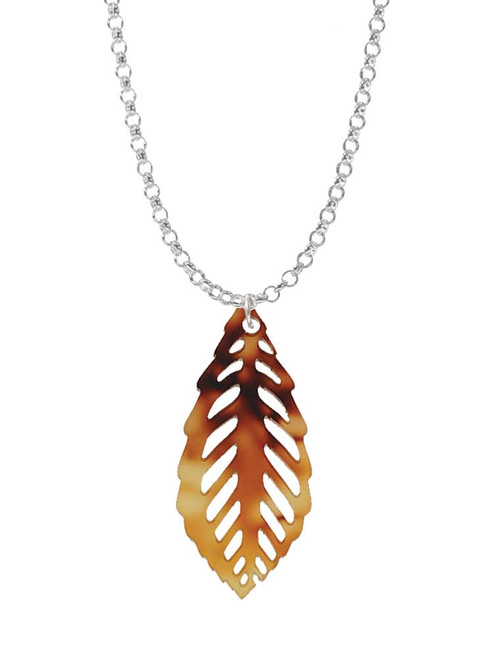 Acrylic Medium Leaf Mixed Brown and Yellow Charm Necklace