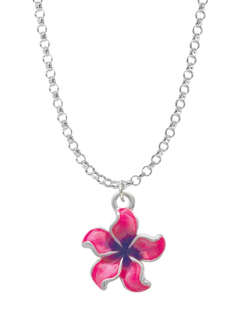 Hot Pink and Purple Plumeria Flower Charm Necklace
