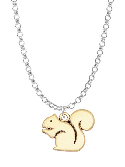 Gold Tone Squirrel Charm Necklace