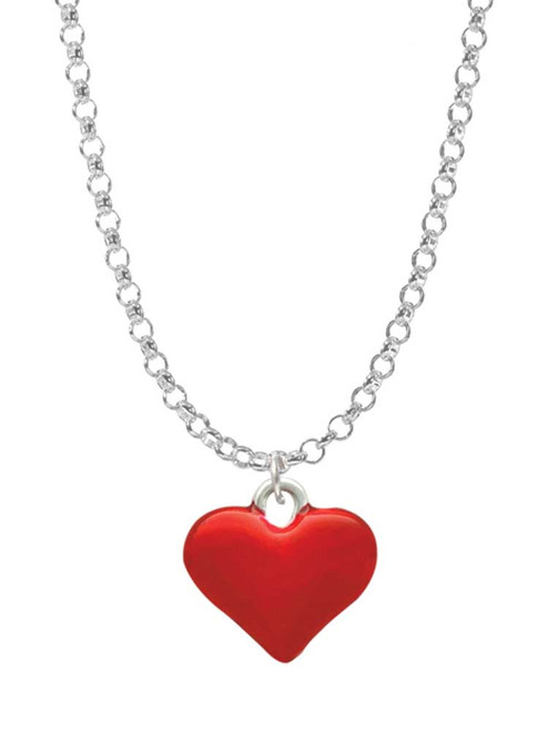 3-D Translucent Red Puff Heart Charm Necklace
