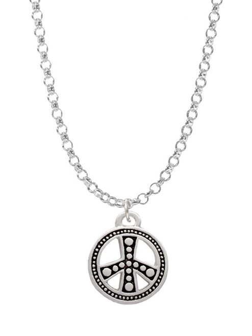 Beaded Peace Sign Charm Necklace