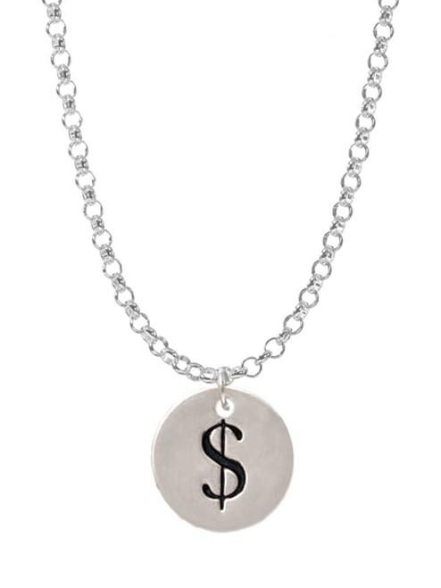 Disc 1/2'' - Symbol - Dollar Sign - $ - Charm Necklace