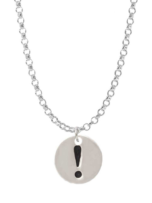 Disc 1/2'' - Symbol - Exclamation Point - ! - Charm Necklace