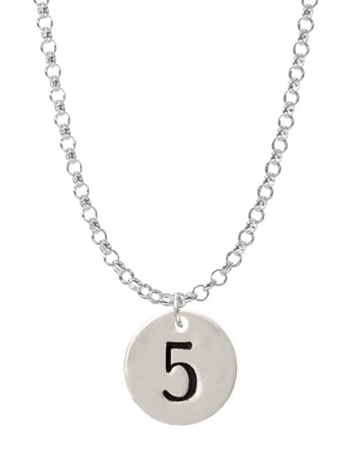 Disc 1/2'' Number - 5 - Charm Necklace