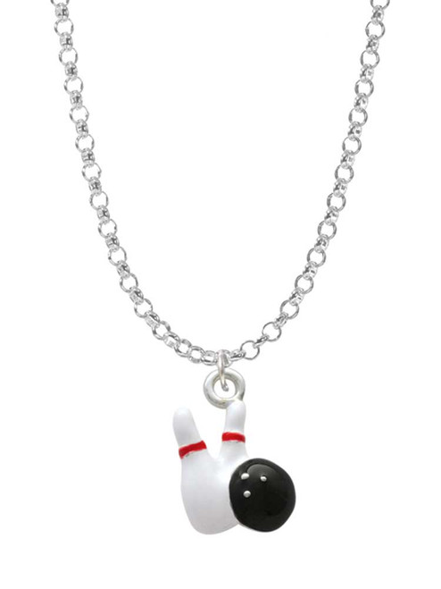 Bowling Pins with Bowling Ball Charm Necklace