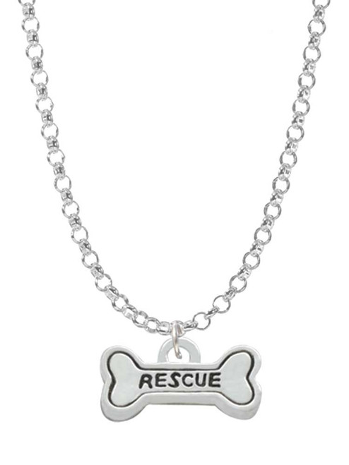 Mini ''Rescue'' Dog Bone Charm Necklace