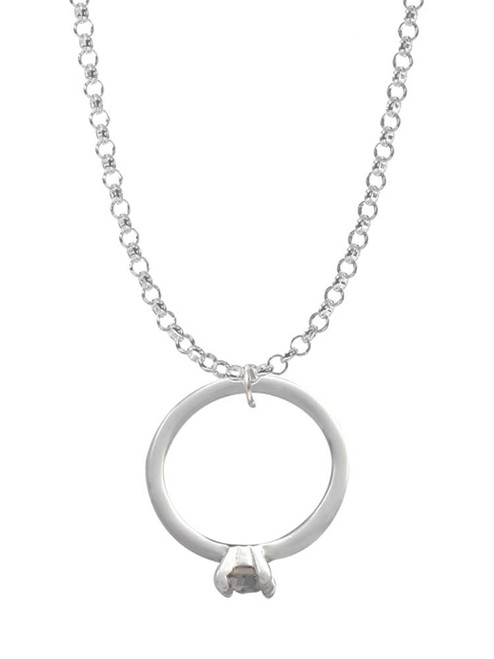 Large Engagement Ring with Crystal Charm Necklace