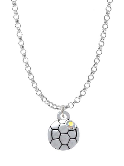 Small Soccer ball with a AB Crystal Charm Necklace