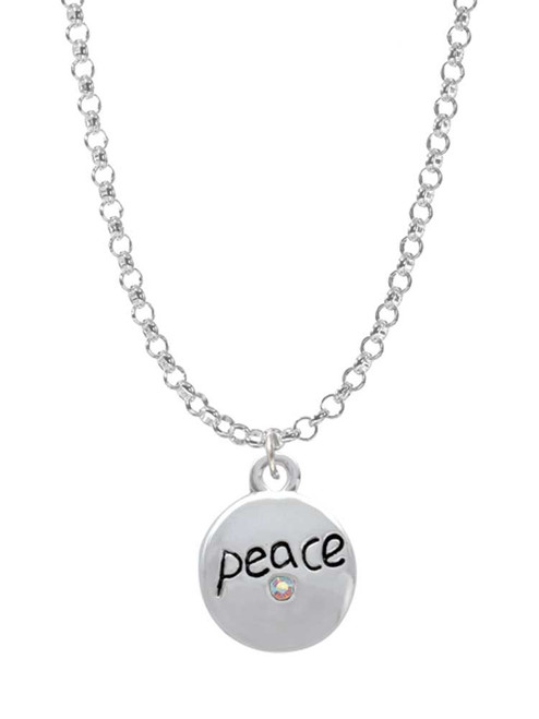 Peace with AB Crystal and Dove Charm Necklace