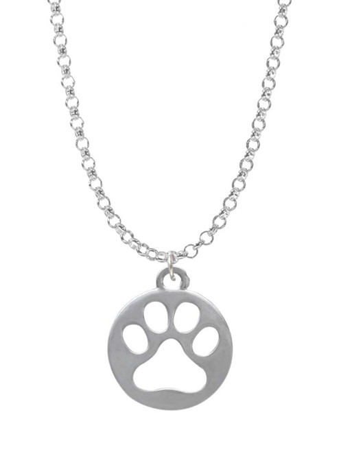 Circle with Cut Out Paw Charm Necklace