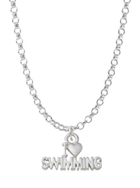 I Heart Swimming Charm Necklace