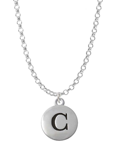Capital Letter - C - Pebble Disc - Charm Necklace
