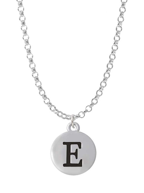 Capital Letter - E - Pebble Disc - Charm Necklace