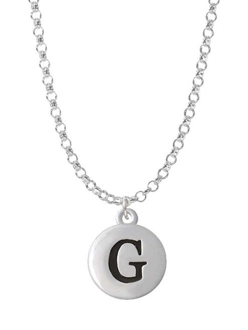 Capital Letter - G - Pebble Disc - Charm Necklace