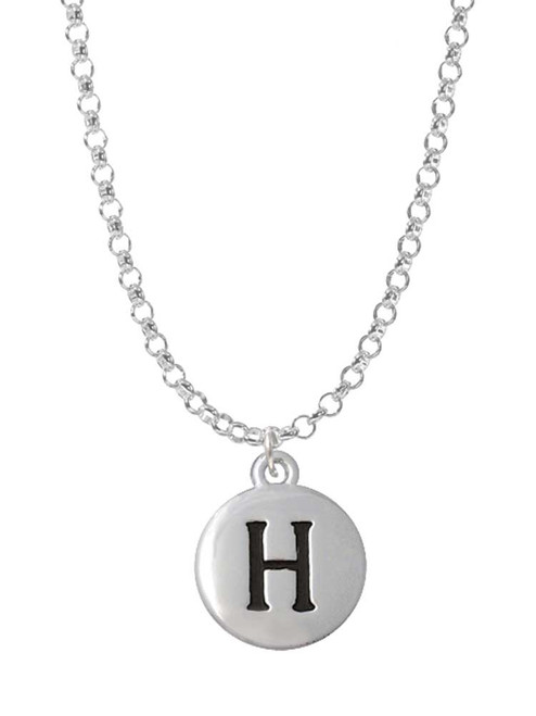 Capital Letter - H - Pebble Disc - Charm Necklace