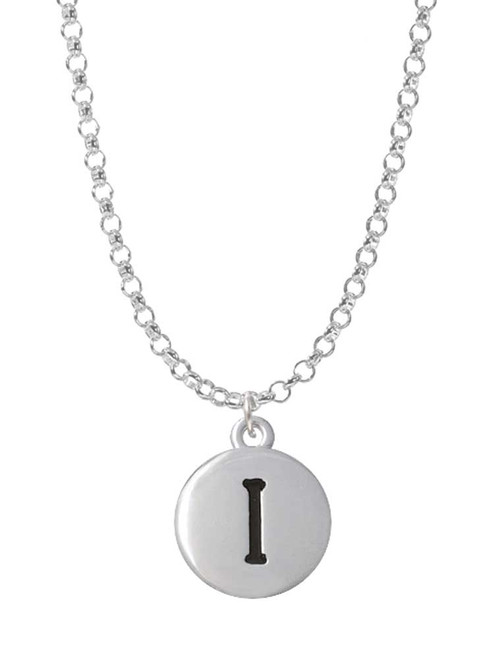 Capital Letter - I - Pebble Disc - Charm Necklace