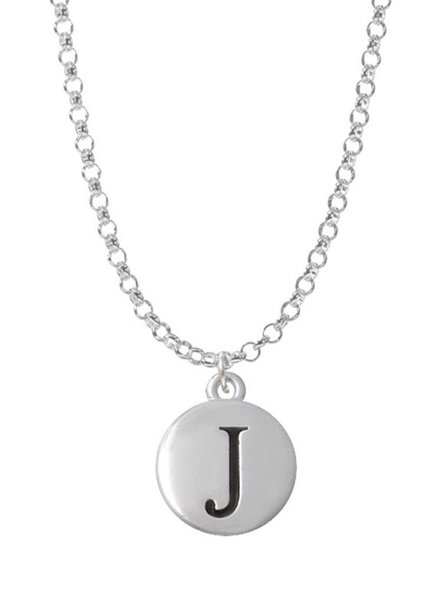 Capital Letter - J - Pebble Disc - Charm Necklace